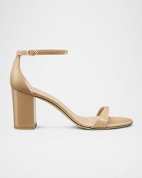 Stuart Weitzman - Nudist Ii Leather Ankle-Strap Sandals - Lyst