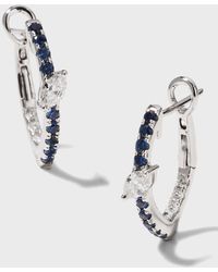 Frederic Sage - Marquise Center Diamond And Blue Sapphire Hoop Earrings - Lyst