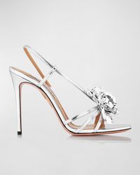 Aquazzura - Paris Metallic Rose Slingback Sandals - Lyst
