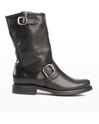 Frye - Veronica Leather Buckle Short Moto Boots - Lyst
