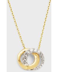 Frederic Sage - 18k Yellow And White Gold Small Love Halo Half Diamond And Polished Necklace - Lyst