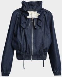 Dries Van Noten - Voly Ruffle-Collar Denim Zip Jacket - Lyst