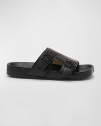 Loewe - Ease Leather Dual-Buckle Slide Sandals - Lyst