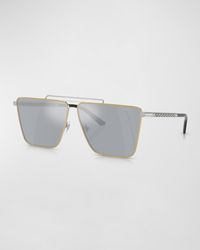 Versace - Double-Bridge Metal Square Sunglasses - Lyst