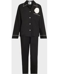 Sleeper - Floral Applique Cotton Poplin Pajama Set - Lyst