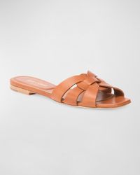 Saint Laurent - Woven Leather Sandal Slide - Lyst
