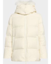 Yves Salomon - Down Jacket With Removable Hood & Shearling Trim - Lyst