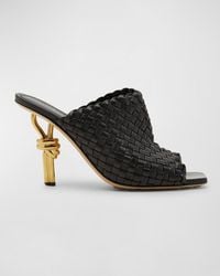 Bottega Veneta - 90mm Mini Weave Nappa Leather Knot Mule Sandals - Lyst