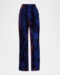 Silvia Tcherassi - Como Velvet Burnout Wide-Leg Pants - Lyst