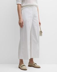 Eleventy - Cropped High-Rise Wide-Leg Pintuck Pants - Lyst