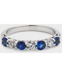 Neiman Marcus - Platinum Blue Sapphire/diamond Ring, Size 7 - Lyst
