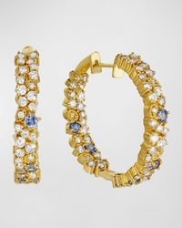 Tanya Farah - 18k Diamond And Sapphire Confetti Hoop Earrings - Lyst
