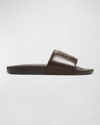 Brioni - Leather And Rubber Slide Sandals - Lyst