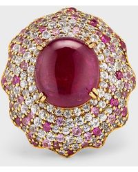 Alexander Laut - 18k Yellow Gold Ruby Ring With Diamonds And Sapphires, Size 7.5 - Lyst