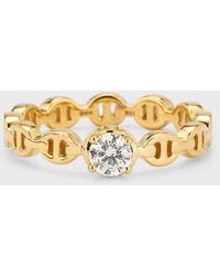 Hoorsenbuhs - 18k Yellow Gold Micro Tri-link Ring With Diamond, Size 6 - Lyst