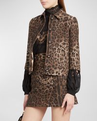 Dolce & Gabbana - Leopard Print Jacquard Wool Short Jacket - Lyst