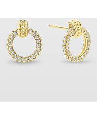 Lagos - 18k Caviar Gold Diamond 10mm Circle Drop Earrings - Lyst