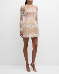 Bronx and Banco - Masey Applique Lace Illusion Mini Dress - Lyst