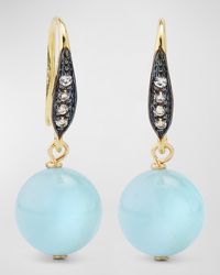 Margo Morrison - Smooth Aquamarine Ball Earrings With Sapphires - Lyst