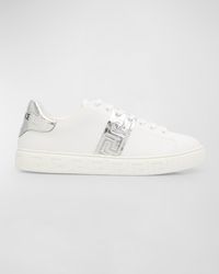 Versace - Croc-Effect Greca Leather Low-Top Sneakers - Lyst