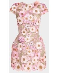 Bronx and Banco - Jasmine Embroidered Floral Applique Mini Dress - Lyst