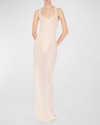 Alaïa - Sheer Column Dress With Corset Outline - Lyst