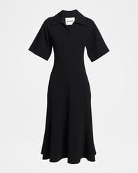 Jil Sander - Short-Sleeve Crepe A-Line Midi Dress - Lyst