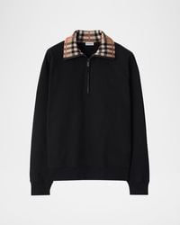 Burberry - Check-Collar Quarter-Zip Sweater - Lyst