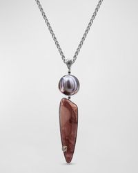 Stephen Dweck - Tahitian Pearl And Willow Creek Jasper Pendant Necklace With Diamonds - Lyst