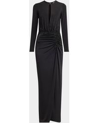 Giorgio Armani - Keyhole Long-Sleeve Crystal Draped Jersey Gown - Lyst