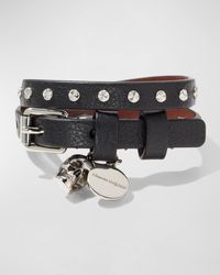Alexander McQueen - Studded Leather Double-Wrap Bracelet - Lyst