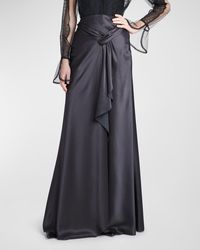Alberta Ferretti - Draped Side-Slit Silk Maxi Skirt - Lyst