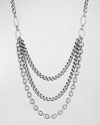 Sheryl Lowe - Sterling Silver 3-layer Chunky Chain Necklace With Diamonds - Lyst