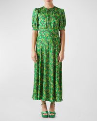 LK Bennett - Jem Floral-Print Puff-Sleeve Midi Dress - Lyst