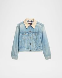 The Row - Joras Crop Denim Jacket With Corduroy Collar - Lyst