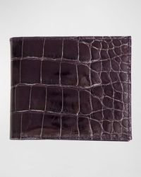 Abas - Slim Alligator Bi-fold Monogram Wallet - Lyst
