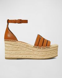 Tory Burch - Ines Caged Leather Double T Espadrilles - Lyst