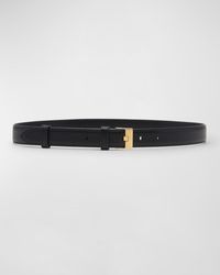 Bottega Veneta - French Leather Belt With Hammered Brass Buckle - Lyst