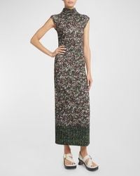 Loewe - Yarn-Print Jersey Mock-Neck Column Dress - Lyst