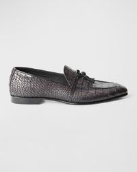 Jo Ghost - Croc-Printed Leather Tassel Loafers - Lyst