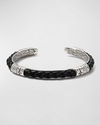 Konstantino - Cassiopeia Sterling Silver & Leather Cuff Bracelet - Lyst