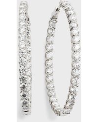Neiman Marcus - 18k White Gold Diamond Oval-hoop Earrings, 2" - Lyst
