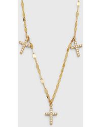 Lana Jewelry - 14K Flawless Triple Mini Cross Charm Necklace - Lyst