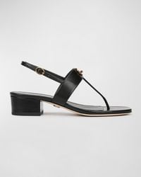 Veronica Beard - Andie Toggle Leather Block-Heel Slingback Sandals - Lyst
