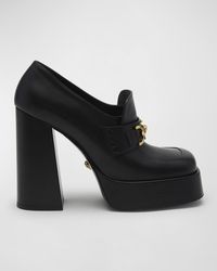 Versace - Leather Medusa Chain Platform Loafers - Lyst