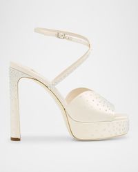 Jimmy Choo - Karli Satin Crystal Ankle-Strap Platform Sandals - Lyst