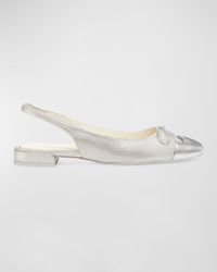 Stuart Weitzman - Sleek Metallic Bow Slingback Ballerina Flats - Lyst