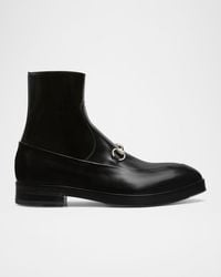 Gucci - Apos;S Burn Leather Horsebit Ankle Boots - Lyst