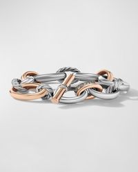 David Yurman - Dy Mercer Bracelet With Diamonds And 18k Rose Gold In Silver, 25mm - Lyst