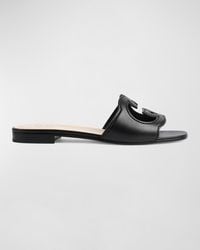 Gucci - Interlocking G Cut-out Leather Sliders - Lyst